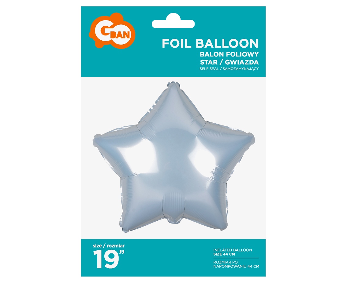 Balon foliowy "Gwiazda" biała 19" Godan